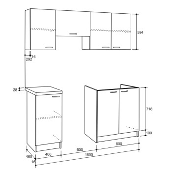 KITCHEN UNIT MAURICE ΗΜ2441.10 MELAMINE DARK GREY-WHITE 180x29,2-46cm. KITCHEN UNIT MAURICE ΗΜ2441.10 MELAMINE DARK GREY-WHITE 180x29,2-46cm.