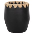 DECORATIVE VASE FK4368 TERRACOTTA IN BLACK WITH STRAW WEAVING ON THE RIM Φ13x16Hcm. DECORATIVE VASE FK4368 TERRACOTTA IN BLACK WITH STRAW WEAVING ON THE RIM Φ13x16Hcm.
