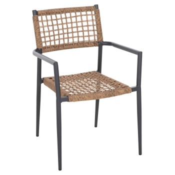 ARMCHAIR TRILAN FK6044.03 ALUMINUM IN ANTHRACITE-SYNTHETIC RATTAN IN NATURAL 57x59x85Hcm.