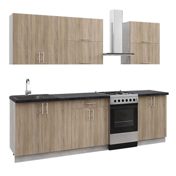 KITCHEN COMBO MELAMINE SONOMA TRUFFLE BLACK MARBLE LOOK TOP 200x47x84,8Hcm.FK2469.01