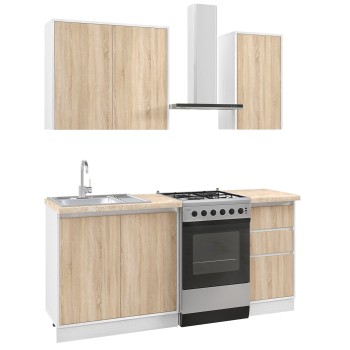 KITCHEN COMPOSITION MELAMINE SONOMA OAK KAI BEIGE MARBLE COUNTERTOP 120x47x84,8Υεκ.FK2466.01