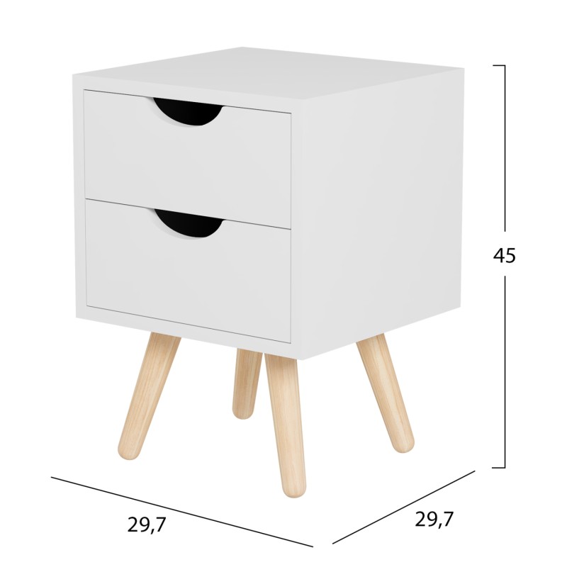 BEDSIDE STAND DINKL FK2472.03 MELAMINE-2 DRAWERS IN WHITE 29,7x29,7x45Hcm. BEDSIDE STAND DINKL FK2472.03 MELAMINE-2 DRAWERS IN WHITE 29,7x29,7x45Hcm.