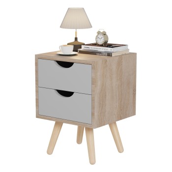 BEDSIDE STAND DINKL FK2472.05 MELAMINE-2 DRAWERS IN SONAMA-GREY 29,7x29,7x45Hcm.