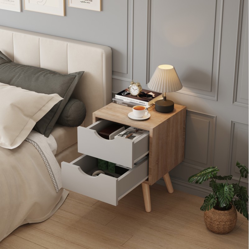 BEDSIDE STAND DINKL FK2472.05 MELAMINE-2 DRAWERS IN SONAMA-GREY 29,7x29,7x45Hcm. BEDSIDE STAND DINKL FK2472.05 MELAMINE-2 DRAWERS IN SONAMA-GREY 29,7x29,7x45Hcm.