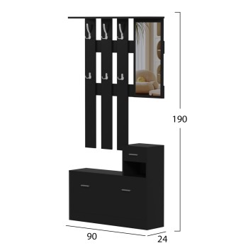ENTRYWAY SET WITH MIRROR GORN FK2473.02 MELAMINE IN WENGE 90x24x190Hcm. ENTRYWAY SET WITH MIRROR GORN FK2473.02 MELAMINE IN WENGE 90x24x190Hcm.
