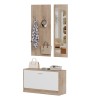 ENTRYWAY SET WITH MIRROR VERN FK2476.04 MELAMINE IN SONAMA-WHITE 80x27x175Hcm.