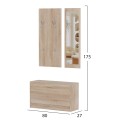 ENTRYWAY SET WITH MIRROR VERN FK2476.01 MELAMINE IN SONAMA 80x27x175Hcm. ENTRYWAY SET WITH MIRROR VERN FK2476.01 MELAMINE IN SONAMA 80x27x175Hcm.