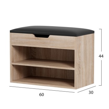 SHOE RACK WITH SEAT ROMIR FK2477.01 MELAMINE IN SONAMA-BROWN SEAT 60x30x44Hcm.