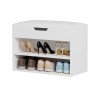 SHOE RACK WITH SEAT ROMIR FK2477.03 MELAMINE IN WHITE-WHITE PU SEAT 60x30x44Hcm.