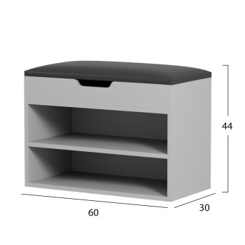 SHOE RACK WITH SEAT ROMIR FK2477.05 MELAMINE GREY-ANTHRACITE PU SEAT 60x30x44Hcm. SHOE RACK WITH SEAT ROMIR FK2477.05 MELAMINE GREY-ANTHRACITE PU SEAT 60x30x44Hcm.