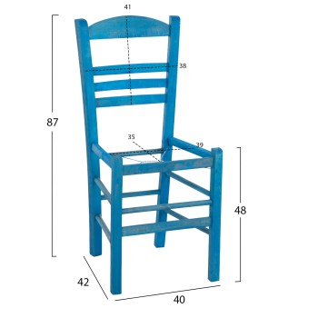 TRADITIONAL CHAIR JHETT FK5575.05 BEECH WOOD WITH IMPREGNATION IN BLUE-FRAME ONLY 40x42x87Hcm.