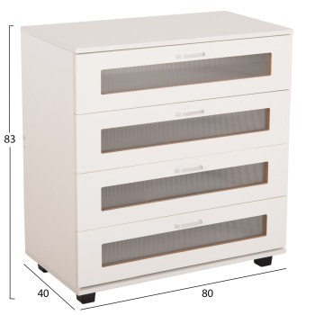CHEST OF DRAWERS THORGAN FK9880.03 MELAMINE IN WHITE-4 DRAWERS 80Χ40Χ83Hcm.