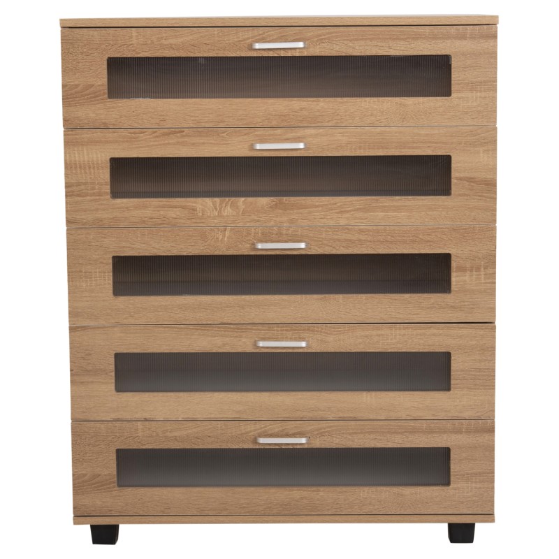CHEST OF DRAWERS THORGAN FK9881.01 MELAMINE IN SONAMA-5 DRAWERS 80Χ40Χ100Hcm. CHEST OF DRAWERS THORGAN FK9881.01 MELAMINE IN SONAMA-5 DRAWERS 80Χ40Χ100Hcm.