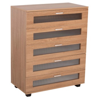 CHEST OF DRAWERS THORGAN FK9881.01 MELAMINE IN SONAMA-5 DRAWERS 80Χ40Χ100Hcm.