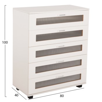 CHEST OF DRAWERS THORGAN FK9881.03 MELAMINE IN WHITE-5 DRAWERS 80Χ40Χ100Hcm.