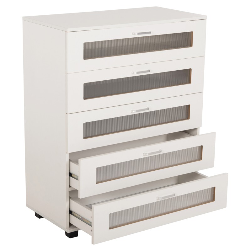 CHEST OF DRAWERS THORGAN FK9881.03 MELAMINE IN WHITE-5 DRAWERS 80Χ40Χ100Hcm. CHEST OF DRAWERS THORGAN FK9881.03 MELAMINE IN WHITE-5 DRAWERS 80Χ40Χ100Hcm.