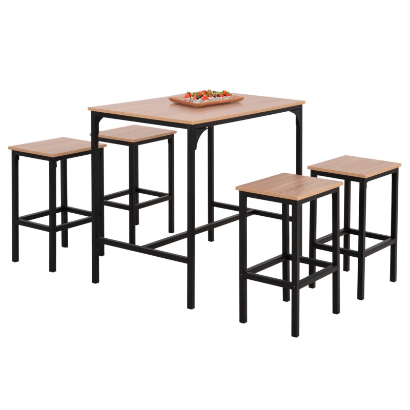 DINING SET FOR BARS 5PCS BOXY FK9882.01 BLACK METAL FRAMES- MELAMINE IN SONAMA DINING SET FOR BARS 5PCS BOXY FK9882.01 BLACK METAL FRAMES- MELAMINE IN SONAMA