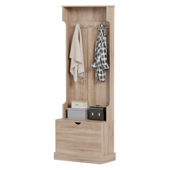 ENTRYWAY FURNITURE KAYLOR FK2474.01 WITH HOOKS&STORAGE SPACE-MDF IN SONAMA 65x34x180Hcm.
