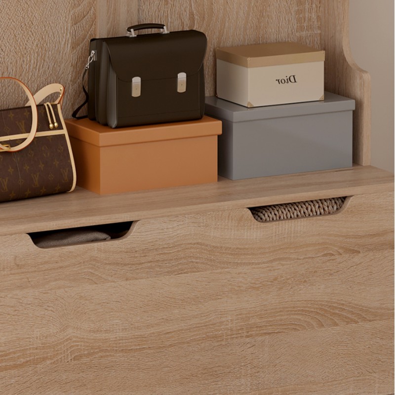 ENTRYWAY FURNITURE KAYLOR FK2475.01 WITH HOOKS&STORAGE SPACE-MDF IN SONAMA 93x34x180Hcm. ENTRYWAY FURNITURE KAYLOR FK2475.01 WITH HOOKS&STORAGE SPACE-MDF IN SONAMA 93x34x180Hcm.