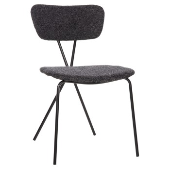 DINING CHAIR DORY FK9855.04 METAL FRAME IN BLACK-FABRIC IN DARK GREY 48,5x61x76Hcm.