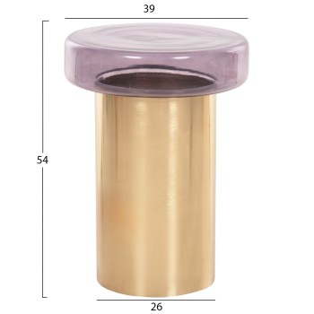 SIDE TABLE ROUND CARMO FK9728 PURPLE GLASS TOP-GOLD METAL BASE Φ39Χ54Hcm. SIDE TABLE ROUND CARMO FK9728 PURPLE GLASS TOP-GOLD METAL BASE Φ39Χ54Hcm.