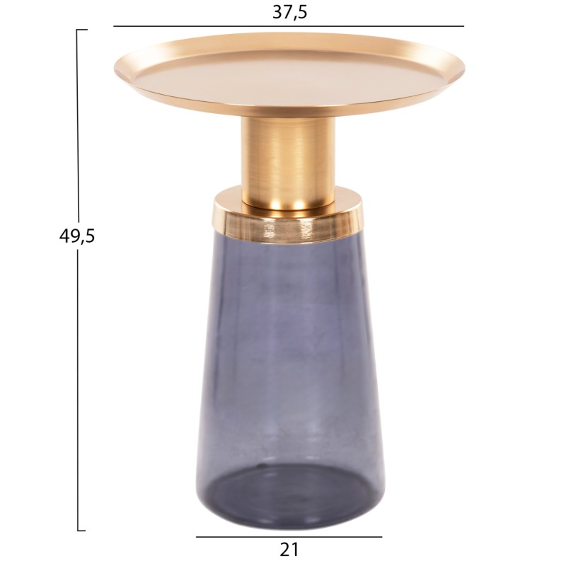 SIDE TABLE BALLIN FK9725 BLUE GLASS-METAL IN GOLD Φ37,5x49,5Hcm. SIDE TABLE BALLIN FK9725 BLUE GLASS-METAL IN GOLD Φ37,5x49,5Hcm.