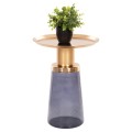 SIDE TABLE BALLIN FK9725 BLUE GLASS-METAL IN GOLD Φ37,5x49,5Hcm. SIDE TABLE BALLIN FK9725 BLUE GLASS-METAL IN GOLD Φ37,5x49,5Hcm.
