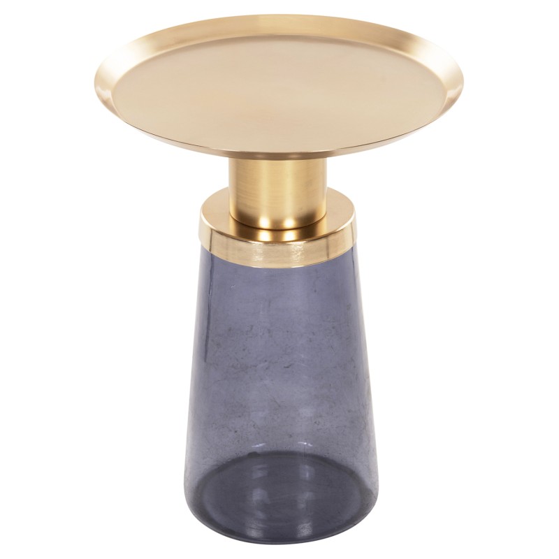SIDE TABLE BALLIN FK9725 BLUE GLASS-METAL IN GOLD Φ37,5x49,5Hcm. SIDE TABLE BALLIN FK9725 BLUE GLASS-METAL IN GOLD Φ37,5x49,5Hcm.