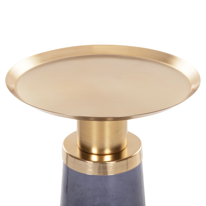 SIDE TABLE BALLIN FK9725 BLUE GLASS-METAL IN GOLD Φ37,5x49,5Hcm. SIDE TABLE BALLIN FK9725 BLUE GLASS-METAL IN GOLD Φ37,5x49,5Hcm.
