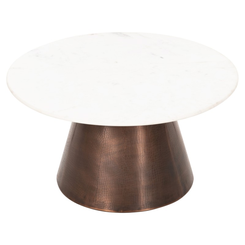 COFFEE TABLE FODEN FK9721 WHITE MARBLE TOP AND ANTIQUE COPPER COLOR METAL Φ77x40Hcm. COFFEE TABLE FODEN FK9721 WHITE MARBLE TOP AND ANTIQUE COPPER COLOR METAL Φ77x40Hcm.