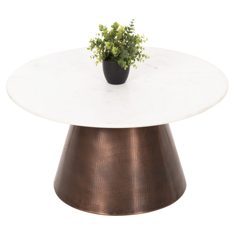 COFFEE TABLE FODEN FK9721 WHITE MARBLE TOP AND ANTIQUE COPPER COLOR METAL Φ77x40Hcm. COFFEE TABLE FODEN FK9721 WHITE MARBLE TOP AND ANTIQUE COPPER COLOR METAL Φ77x40Hcm.