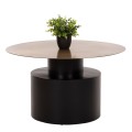 COFFEE TABLE CUTTY FK9722 METAL IN BLACK AND ANTIQUE BRASS Φ76x45,5Hcm.