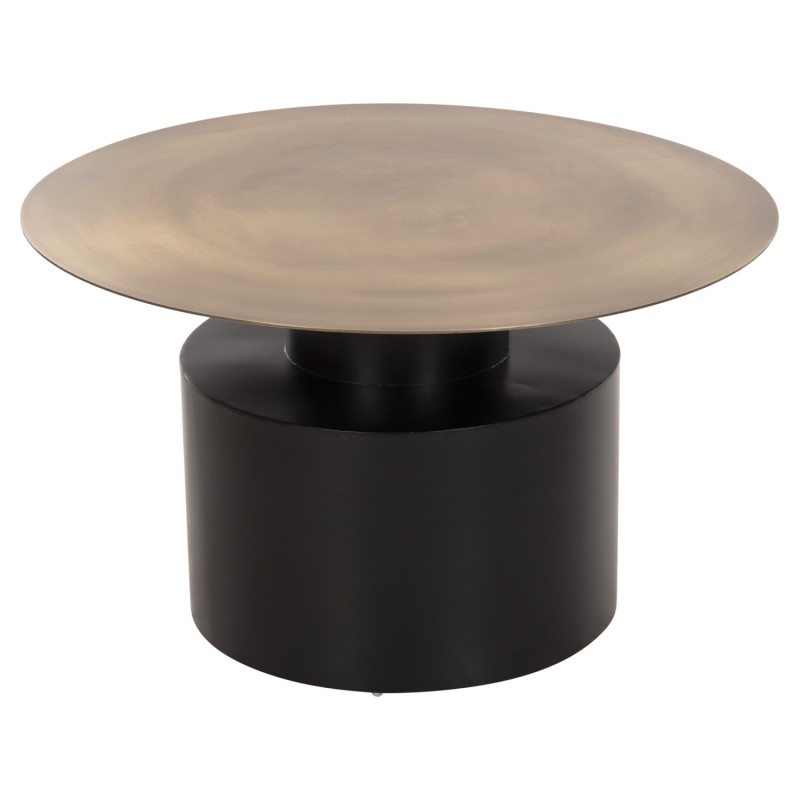 COFFEE TABLE CUTTY FK9722 METAL IN BLACK AND ANTIQUE BRASS Φ76x45,5Hcm.