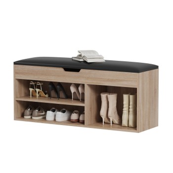 SHOE RACK WITH SEAT ROMIR FK2478.01 MELAMINE IN SONAMA-BROWN SEAT 100x30x44Hcm.
