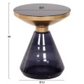 SIDE TABLE DEMMY FK9727 BLACK GLASS TOP & PURPLE GLASS BASE-METAL IN GOLD "NECK" Φ41x48Hcm.