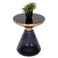 SIDE TABLE DEMMY FK9727 BLACK GLASS TOP & PURPLE GLASS BASE-METAL IN GOLD "NECK" Φ41x48Hcm.