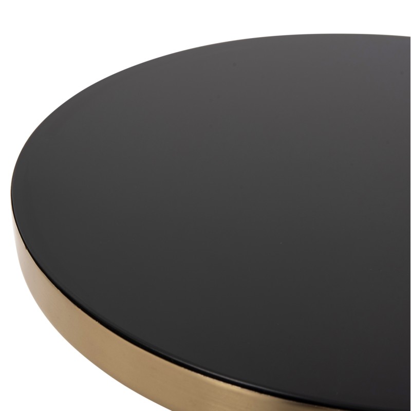 SIDE TABLE DEMMY FK9727 BLACK GLASS TOP & PURPLE GLASS BASE-METAL IN GOLD "NECK" Φ41x48Hcm.