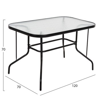 OUTDOOR METALLIC TABLE ADAM FK5679.03 BLACK WITH REINFORCED GLASS TOP 120Χ70Χ70Hcm. OUTDOOR METALLIC TABLE ADAM FK5679.03 BLACK WITH REINFORCED GLASS TOP 120Χ70Χ70Hcm.