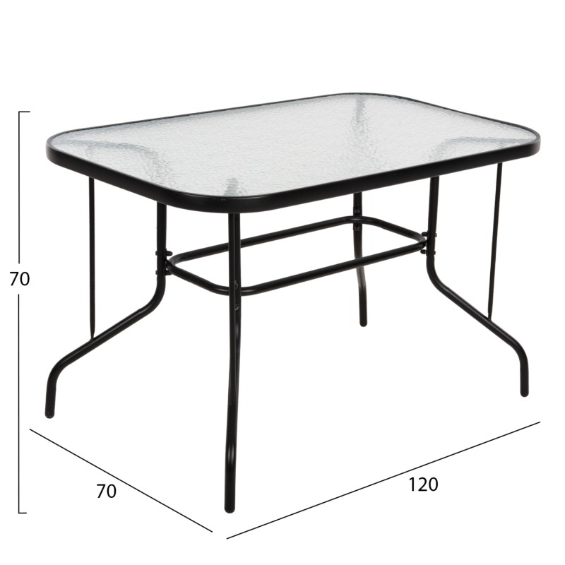 OUTDOOR METALLIC TABLE ADAM FK5679.03 BLACK WITH REINFORCED GLASS TOP 120Χ70Χ70Hcm. OUTDOOR METALLIC TABLE ADAM FK5679.03 BLACK WITH REINFORCED GLASS TOP 120Χ70Χ70Hcm.