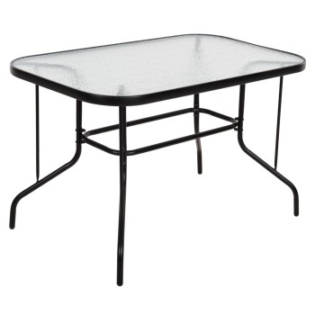 OUTDOOR METALLIC TABLE ADAM FK5679.03 BLACK WITH REINFORCED GLASS TOP 120Χ70Χ70Hcm.