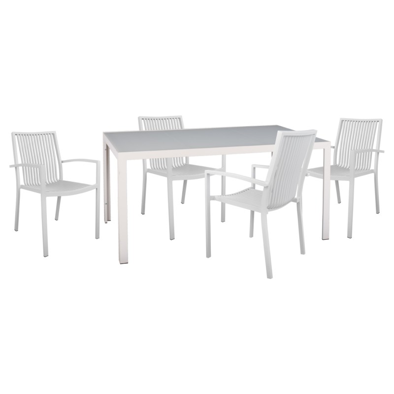 OUTDOOR DINING SET 5PCS BRONCA FK21023 METAL TABLE-4 ALUMINUM ARMCHAIRS-WHITE OUTDOOR DINING SET 5PCS BRONCA FK21023 METAL TABLE-4 ALUMINUM ARMCHAIRS-WHITE