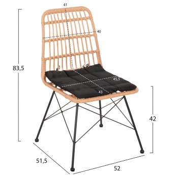 CHAIR OUTDOOR ALLEGRA FK5451.11 METAL & CUSHION BLACK- WICKER BEIGE 52x51.5x83.5Hcm. CHAIR OUTDOOR ALLEGRA FK5451.11 METAL & CUSHION BLACK- WICKER BEIGE 52x51.5x83.5Hcm.