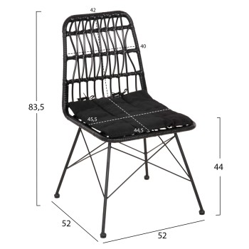 CHAIR OUTDOOR ALLEGRA FK5453.12 METAL-CUSHION-WICKER IN BLACK 52x52x83.5Hcm. CHAIR OUTDOOR ALLEGRA FK5453.12 METAL-CUSHION-WICKER IN BLACK 52x52x83.5Hcm.