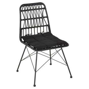 CHAIR OUTDOOR ALLEGRA FK5453.12 METAL-CUSHION-WICKER IN BLACK 52x52x83.5Hcm.