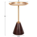 SIDE TABLE ROUND KAPPUR FK9726 MANGO WOOD IN WALNUT COLOR-METAL IN GOLD Φ38x62Hcm.