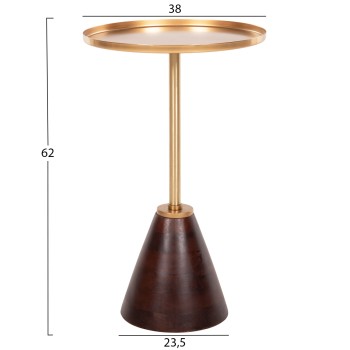 SIDE TABLE ROUND KAPPUR FK9726 MANGO WOOD IN WALNUT COLOR-METAL IN GOLD Φ38x62Hcm. SIDE TABLE ROUND KAPPUR FK9726 MANGO WOOD IN WALNUT COLOR-METAL IN GOLD Φ38x62Hcm.