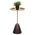 SIDE TABLE ROUND KAPPUR FK9726 MANGO WOOD IN WALNUT COLOR-METAL IN GOLD Φ38x62Hcm.