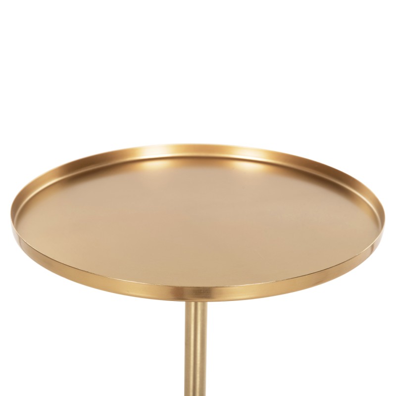 SIDE TABLE ROUND KAPPUR FK9726 MANGO WOOD IN WALNUT COLOR-METAL IN GOLD Φ38x62Hcm.