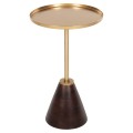 SIDE TABLE ROUND KAPPUR FK9726 MANGO WOOD IN WALNUT COLOR-METAL IN GOLD Φ38x62Hcm.
