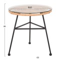 SIDE TABLE ROUND BLACK METAL ALLEGRA FK5459.11 BEIGE WICKER-GLASS Φ45x46Hcm. SIDE TABLE ROUND BLACK METAL ALLEGRA FK5459.11 BEIGE WICKER-GLASS Φ45x46Hcm.